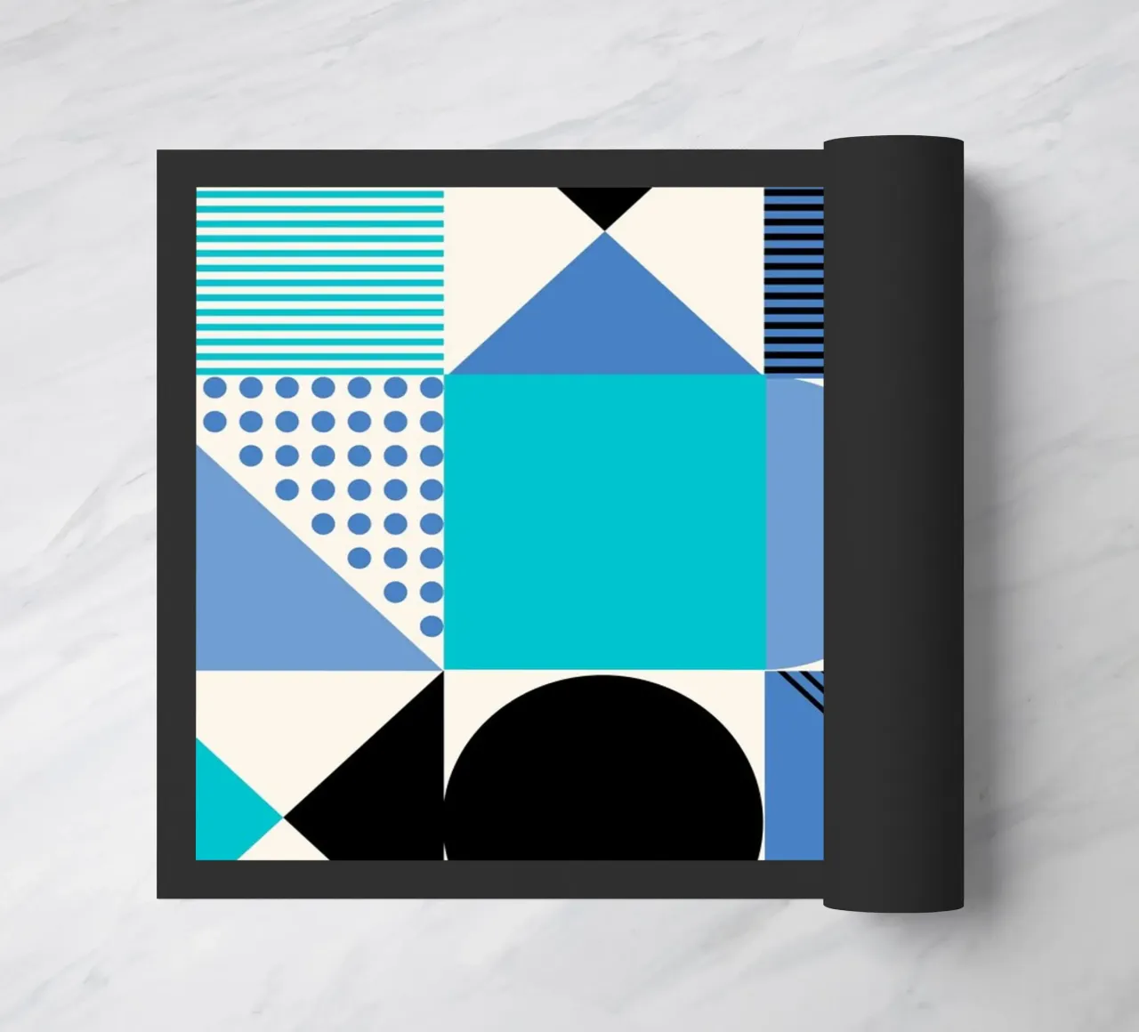 Bauhaus Blue Grid - Geometric Abstract Modern Art Print felpudo de NorwesClub