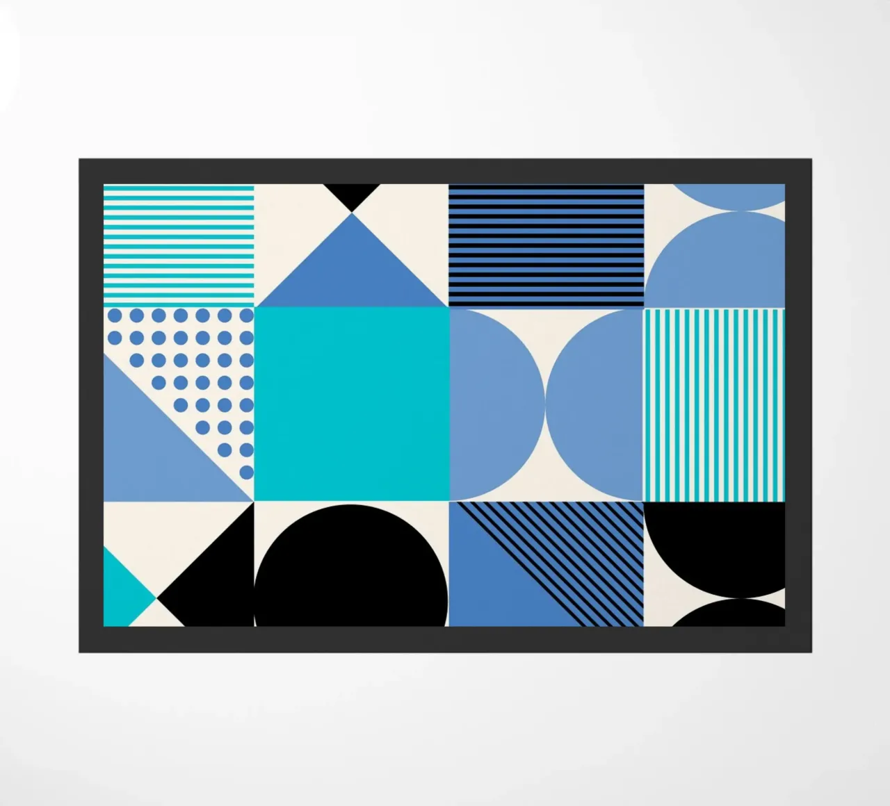 Bauhaus Blue Grid - Geometric Abstract Modern Art Print felpudo de NorwesClub