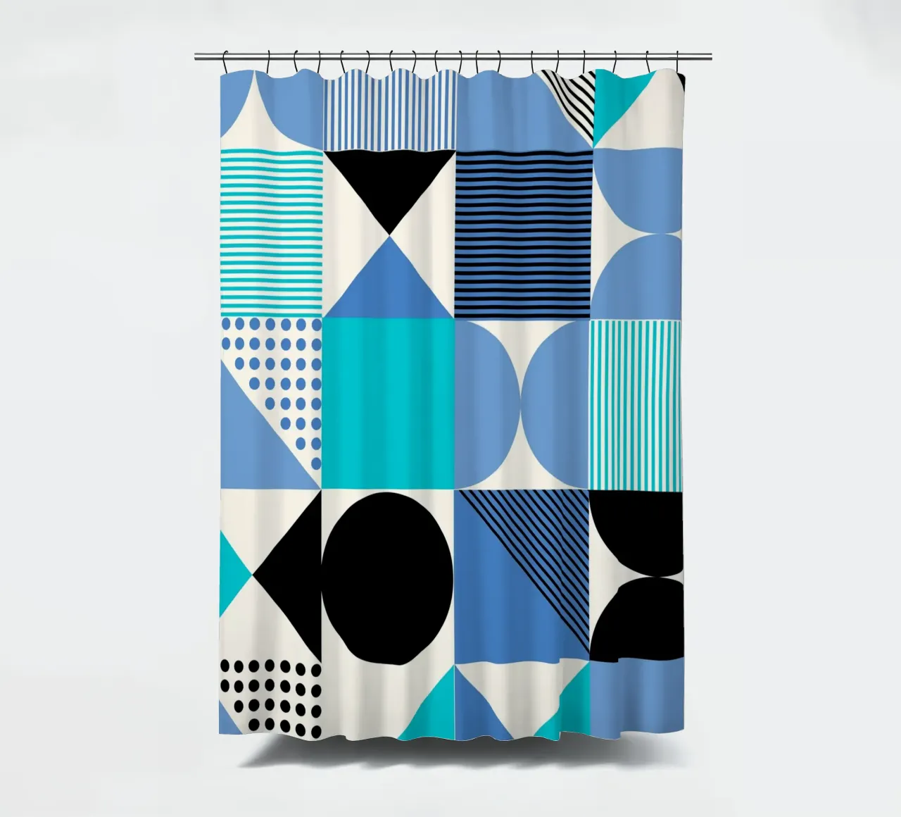 Bauhaus Blue Grid - Geometric Abstract Modern Art Print Duschvorhang von NorwesClub