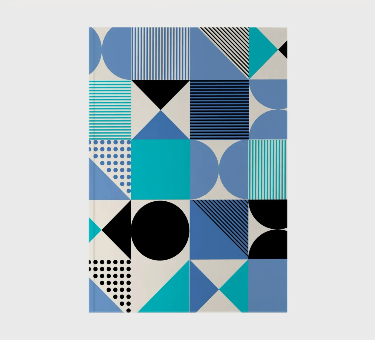 Bauhaus Blue Grid - Geometric Abstract Modern Art Print notebook by NorwesClub