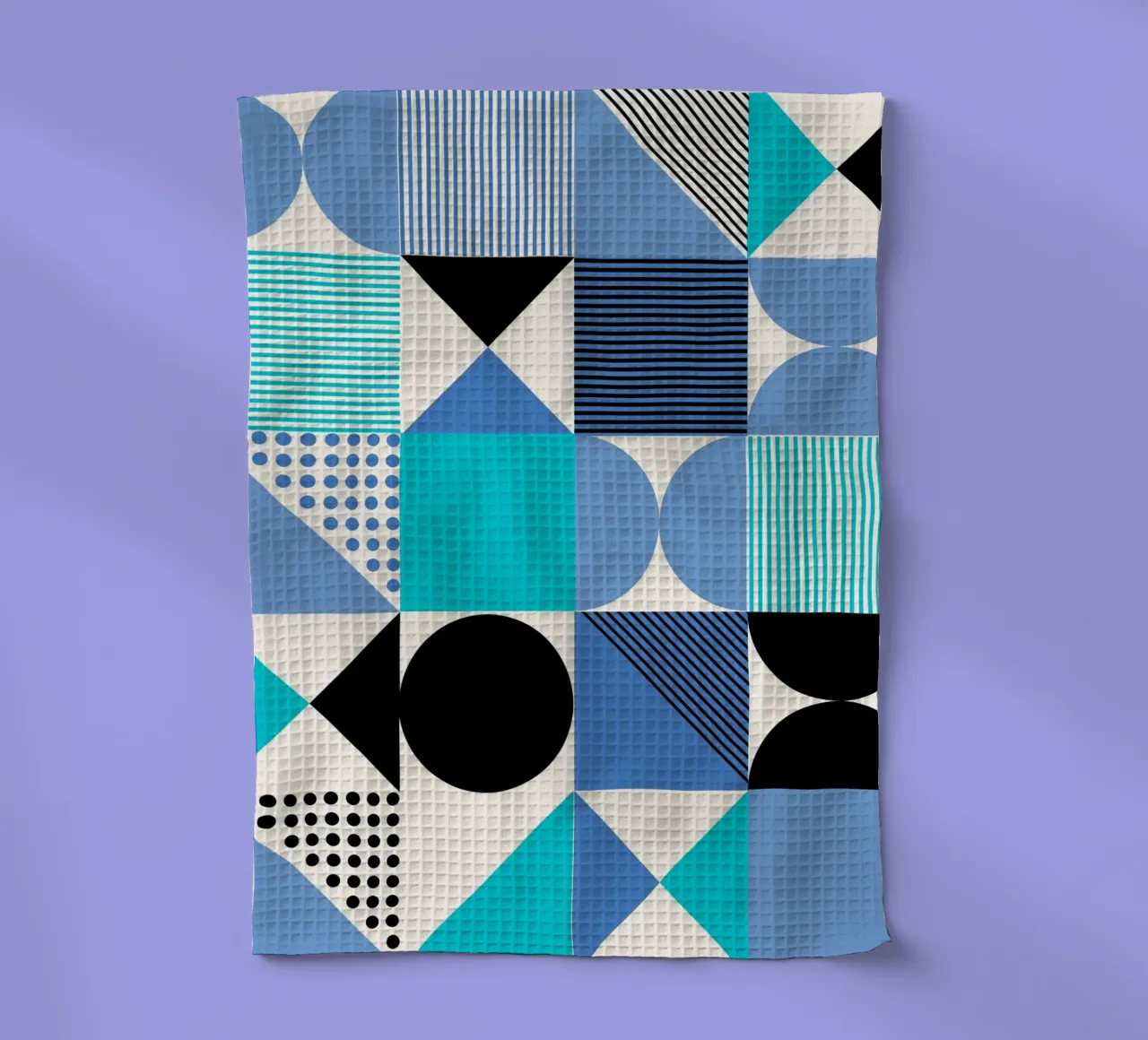 Bauhaus Blue Grid - Geometric Abstract Modern Art Print Geschirrtuch von NorwesClub