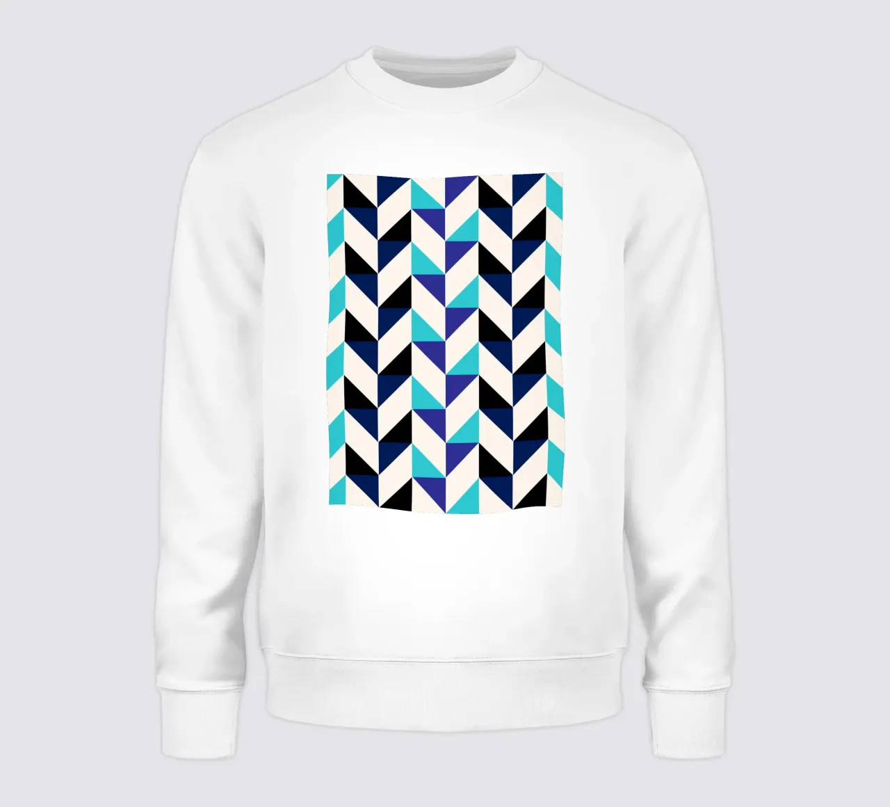 Geometrisches Chevron-Muster - Moderne blaue & schwarze abstrakte Kunst Sweatshirt von NorwesClub