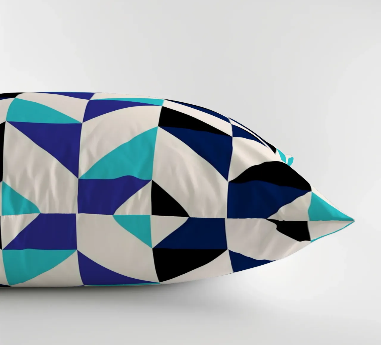 Geometric Chevron Pattern - Modern Blue & Black Abstract Art decorative cushion by NorwesClub