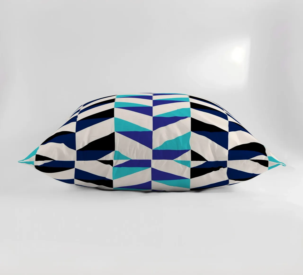 Geometric Chevron Pattern - Modern Blue & Black Abstract Art decorative cushion by NorwesClub