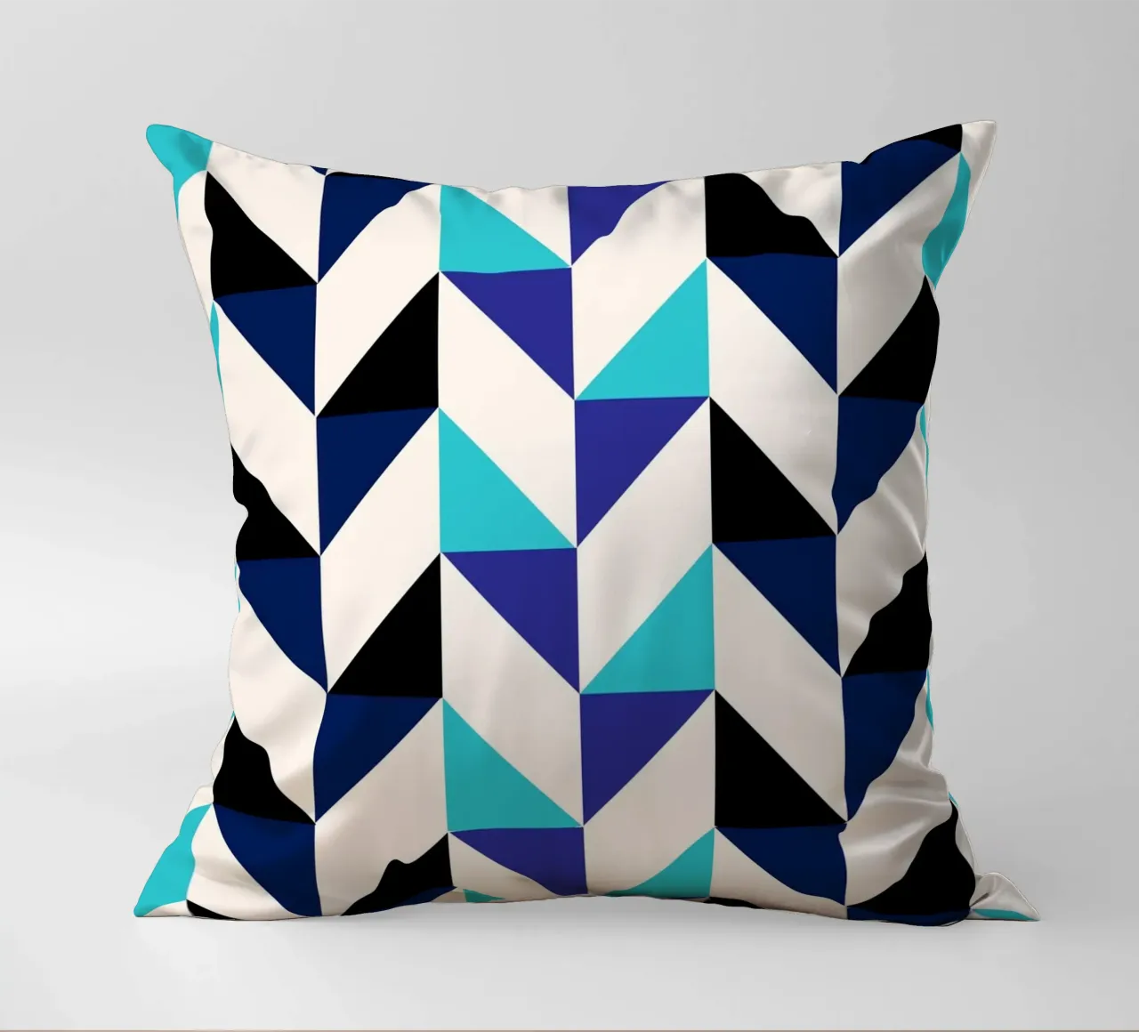 Geometric Chevron Pattern - Modern Blue & Black Abstract Art decorative cushion by NorwesClub