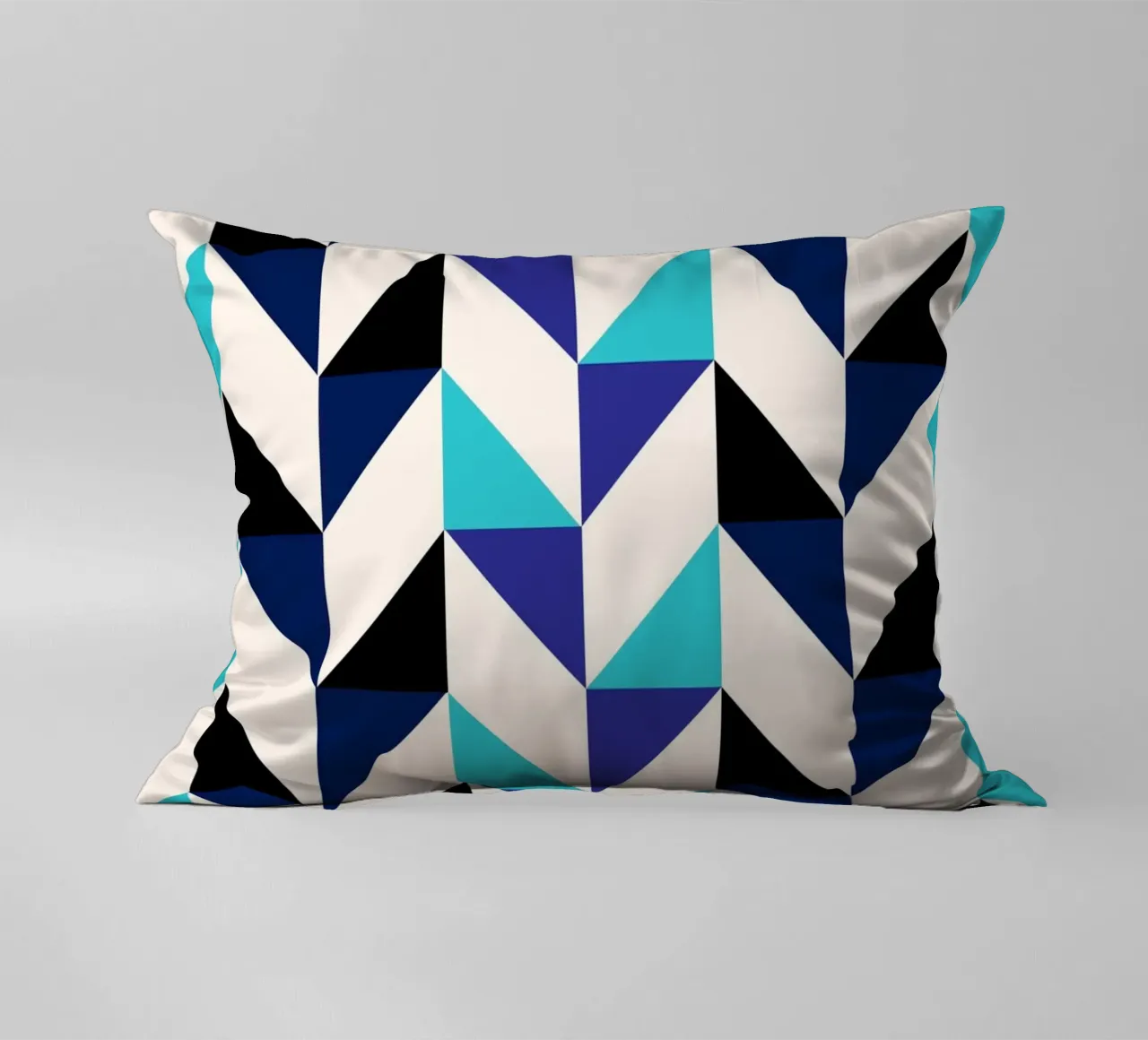 Geometric Chevron Pattern - Modern Blue & Black Abstract Art decorative cushion by NorwesClub