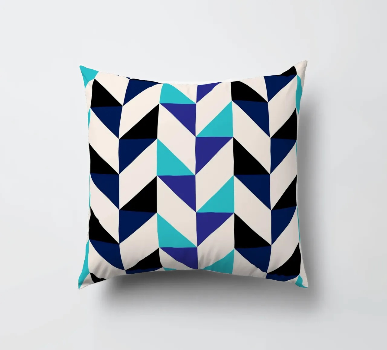 Geometric Chevron Pattern - Modern Blue & Black Abstract Art decorative cushion by NorwesClub
