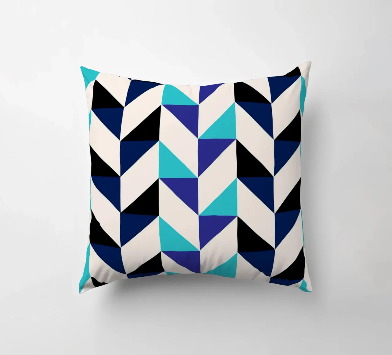 Geometric Chevron Pattern - Modern Blue & Black Abstract Art decorative cushion by NorwesClub