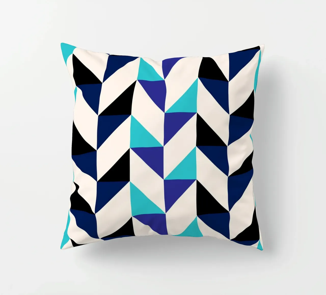 Geometric Chevron Pattern - Modern Blue & Black Abstract Art decorative cushion by NorwesClub