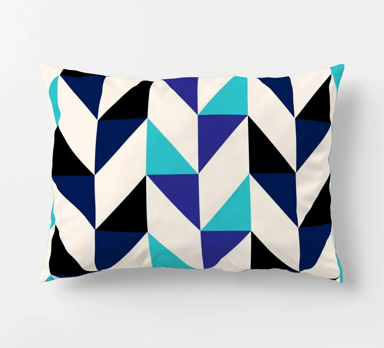 Geometric Chevron Pattern - Modern Blue & Black Abstract Art decorative cushion by NorwesClub