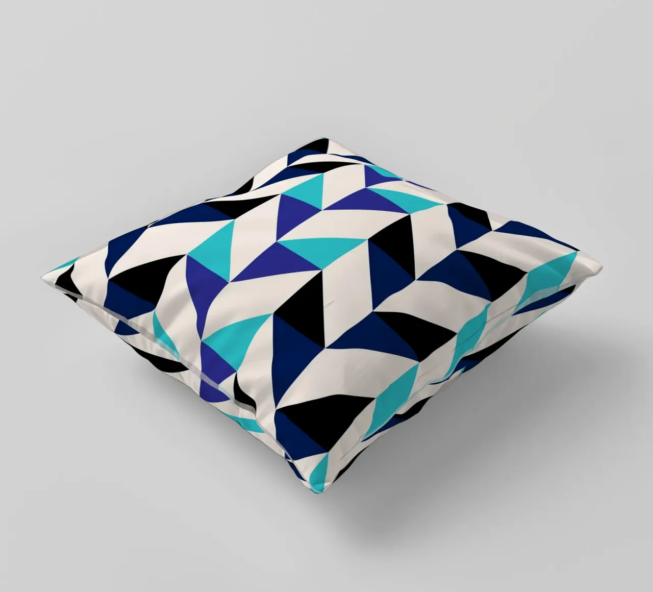 Geometric Chevron Pattern - Modern Blue & Black Abstract Art decorative cushion by NorwesClub