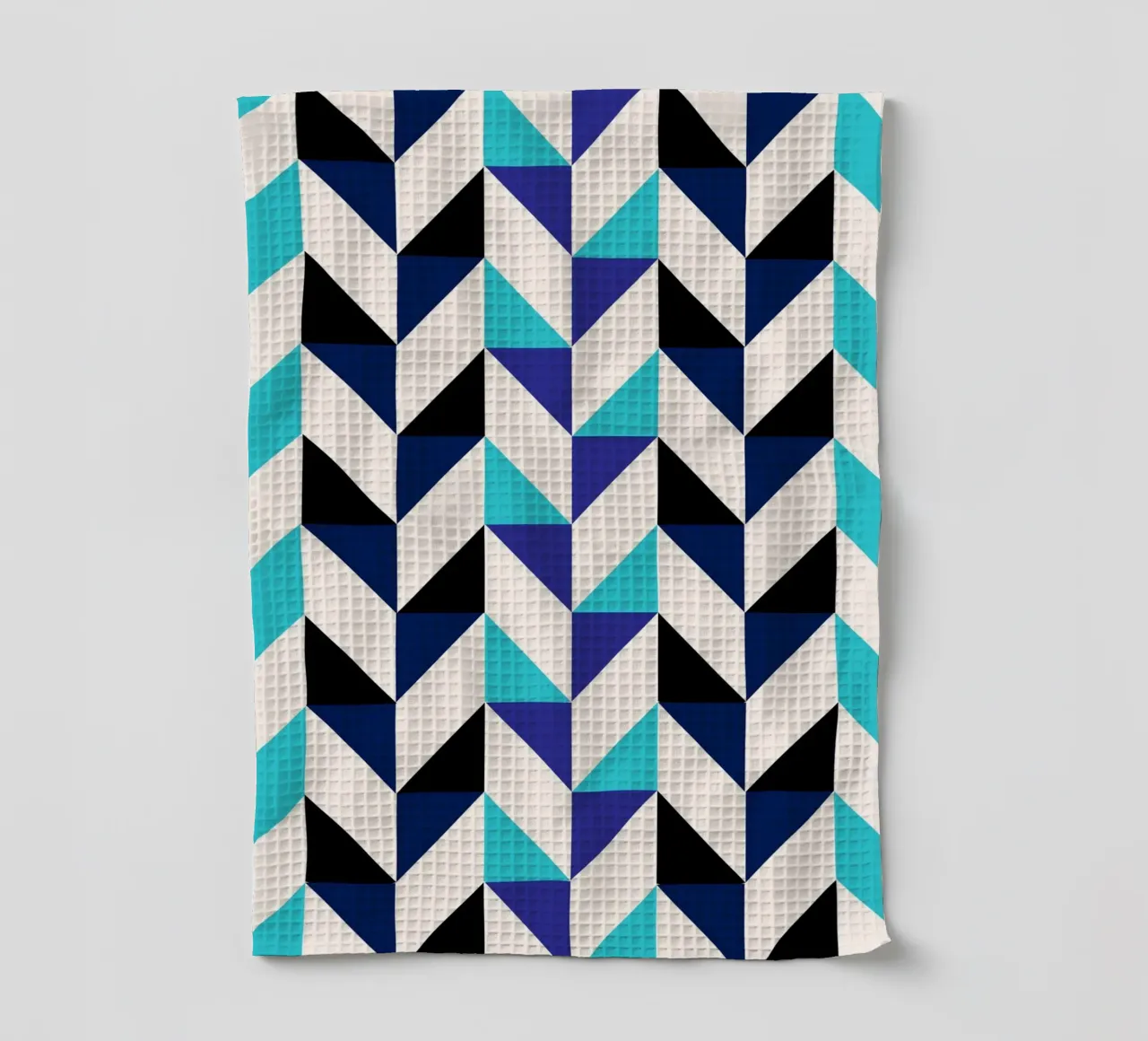 Motivo geometrico Chevron - Arte astratta moderna in blu e nero canovaccio da cucina da NorwesClub