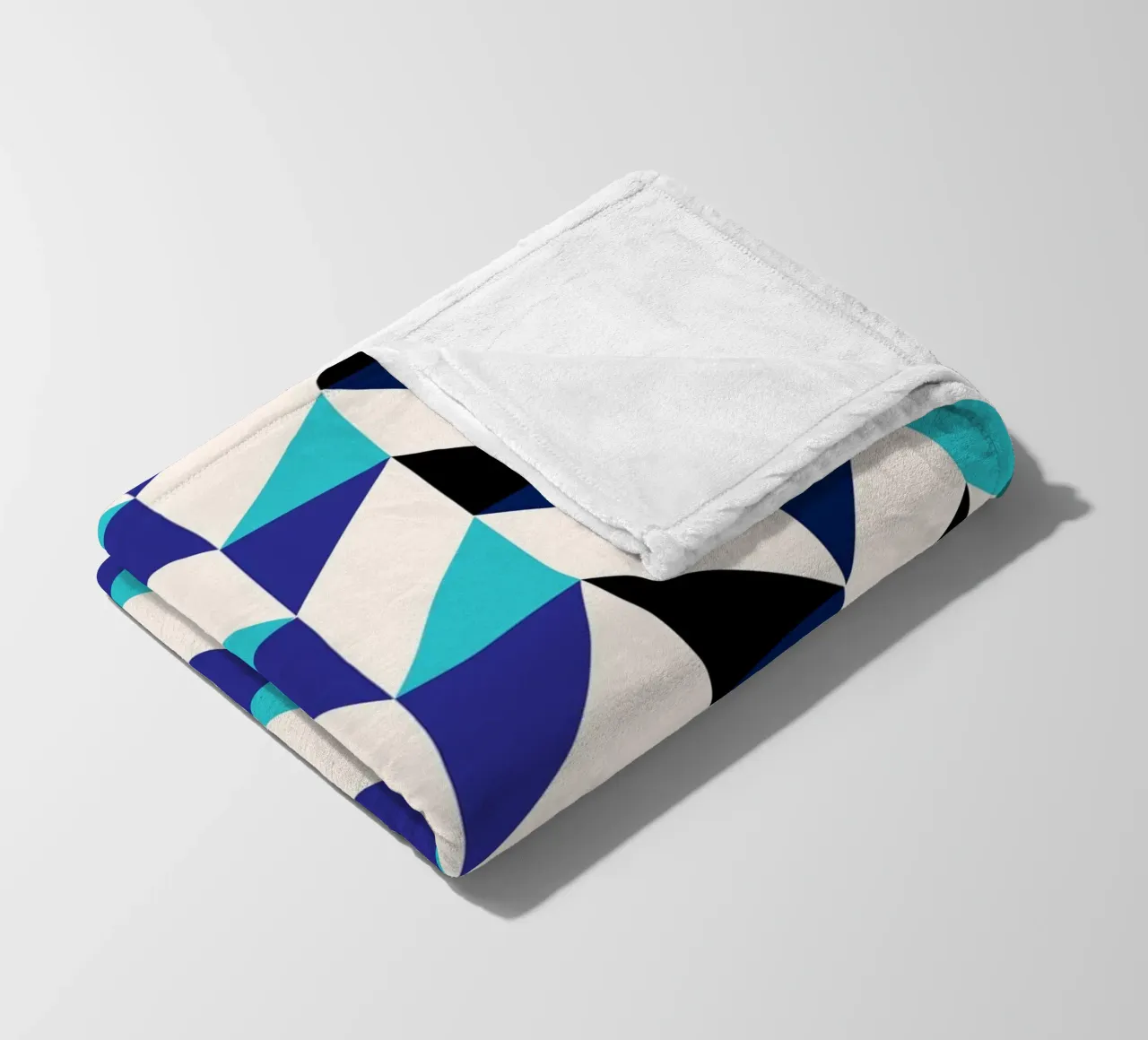 Geometric Chevron Pattern - Modern Blue & Black Abstract Art fleece blanket by NorwesClub