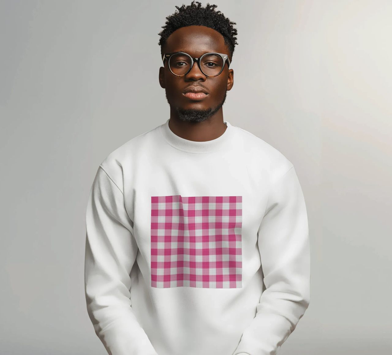 Gingham in rosa intenso grande felpa da Happy Littles