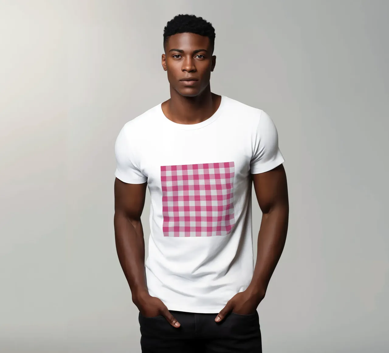 Gingham in rosa intenso grande t-shirt da Happy Littles