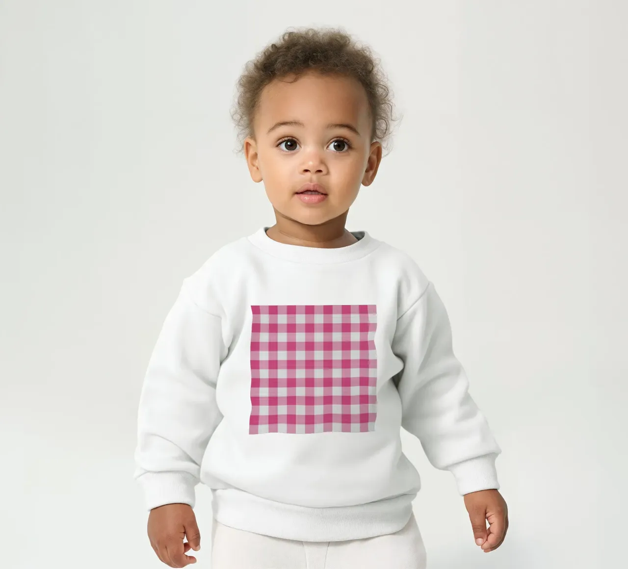Gingham in Deep Pink Large baby sweatshirt van Happy Littles