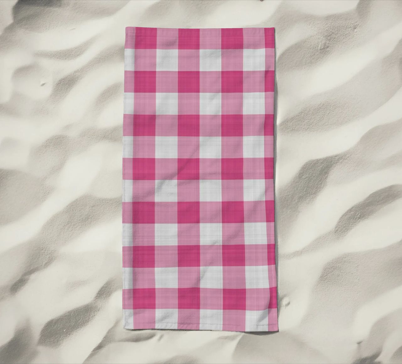 Gingham in rosa intenso grande telo mare da Happy Littles