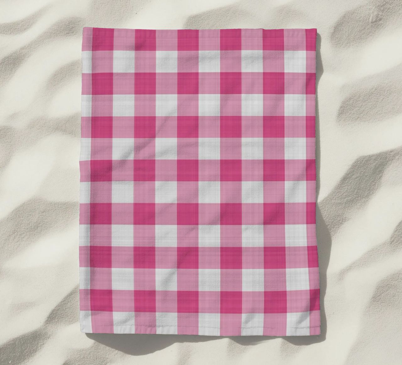 Gingham in rosa intenso grande telo mare da Happy Littles