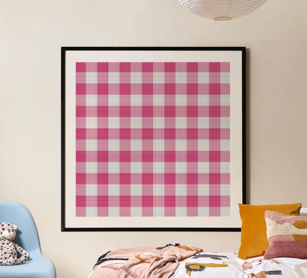 Gingham in rosa intenso grande carta hahnemühle da Happy Littles