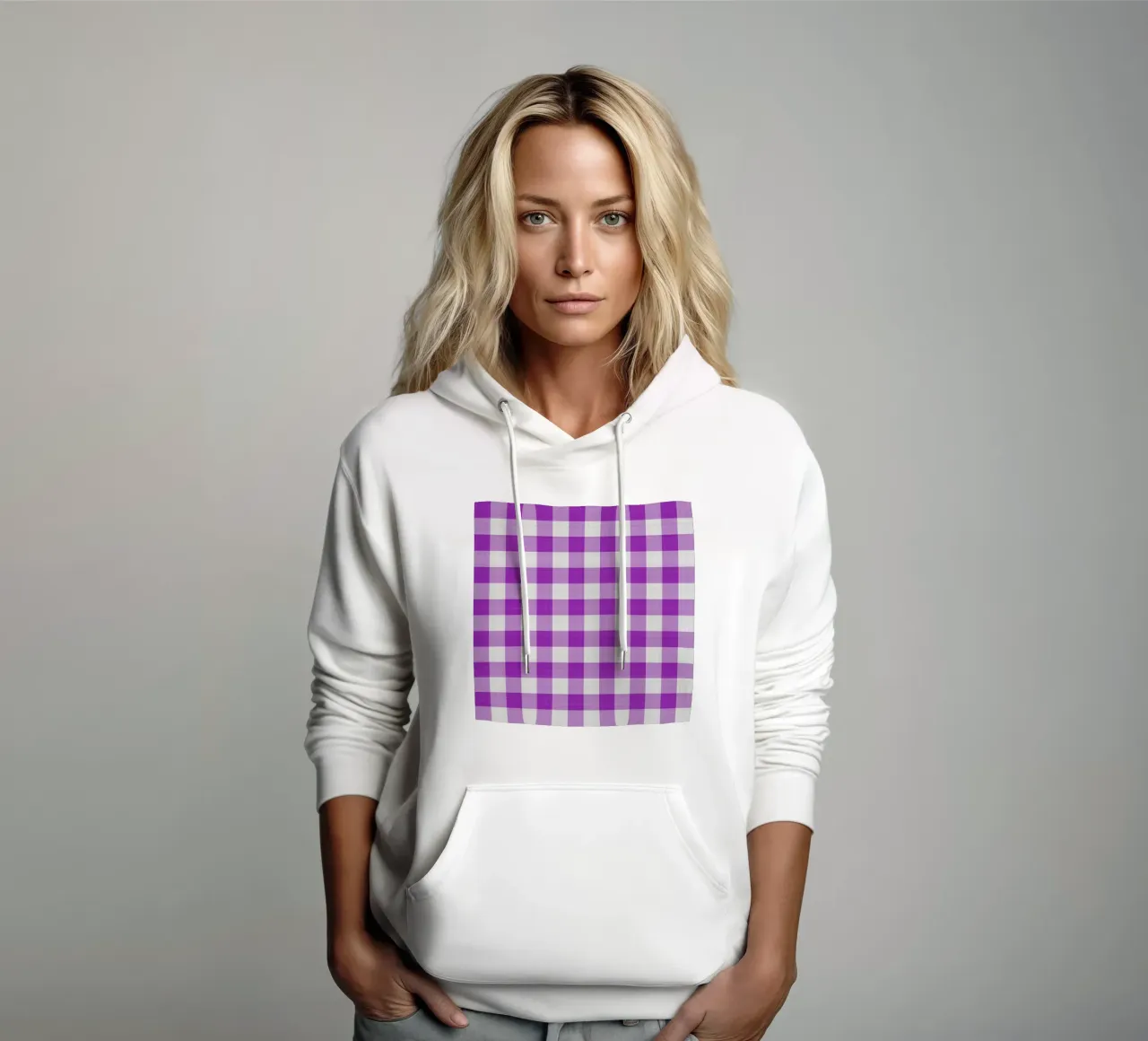 Gingham in Hellviolett Groß Hoodie von Happy Littles