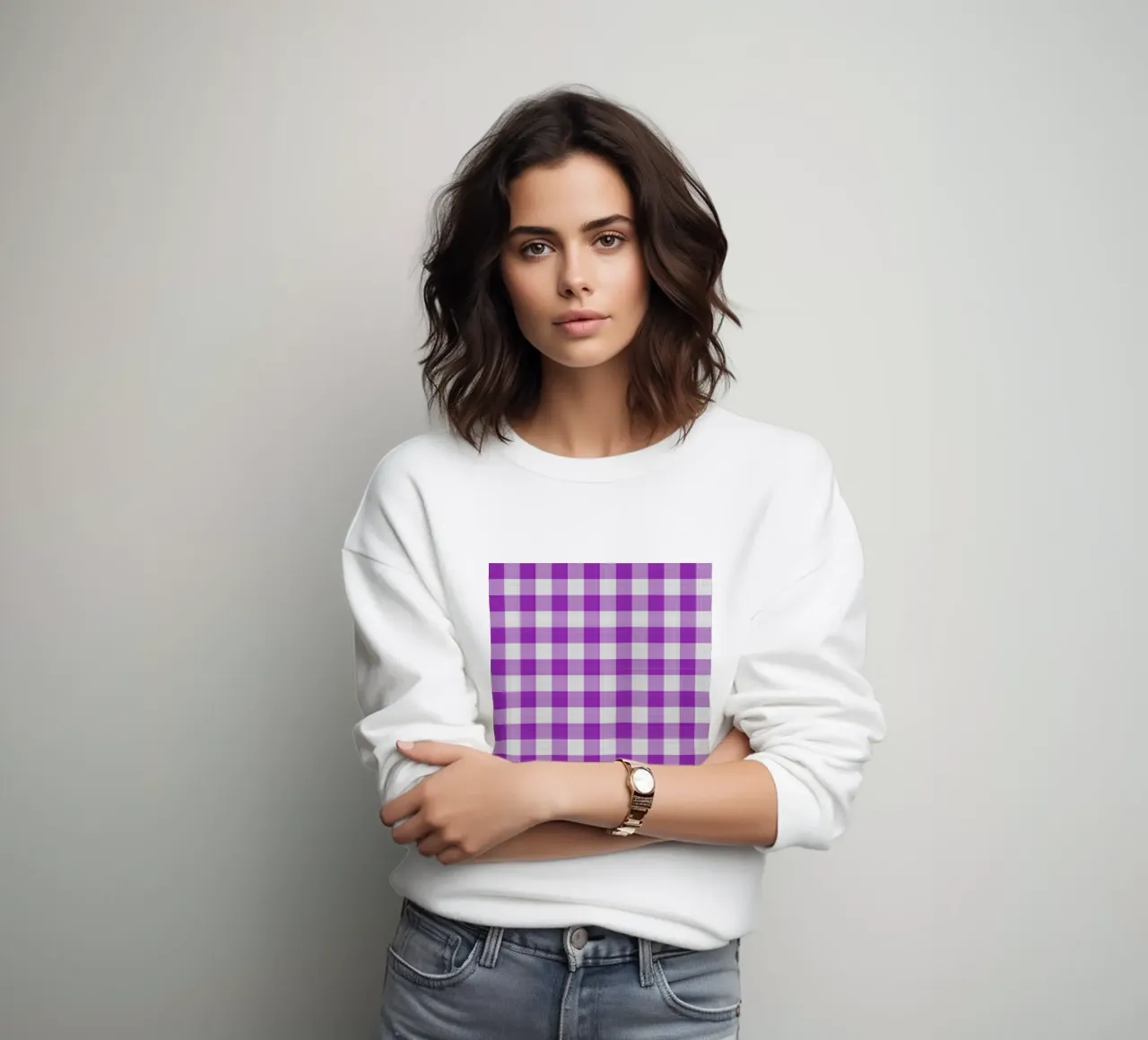 Gingham in Hellviolett Groß Sweatshirt von Happy Littles
