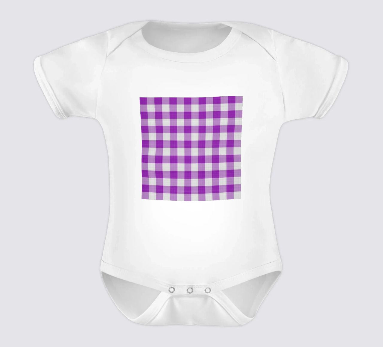 Gingham in viola chiaro grande body neonato maniche corte da Happy Littles
