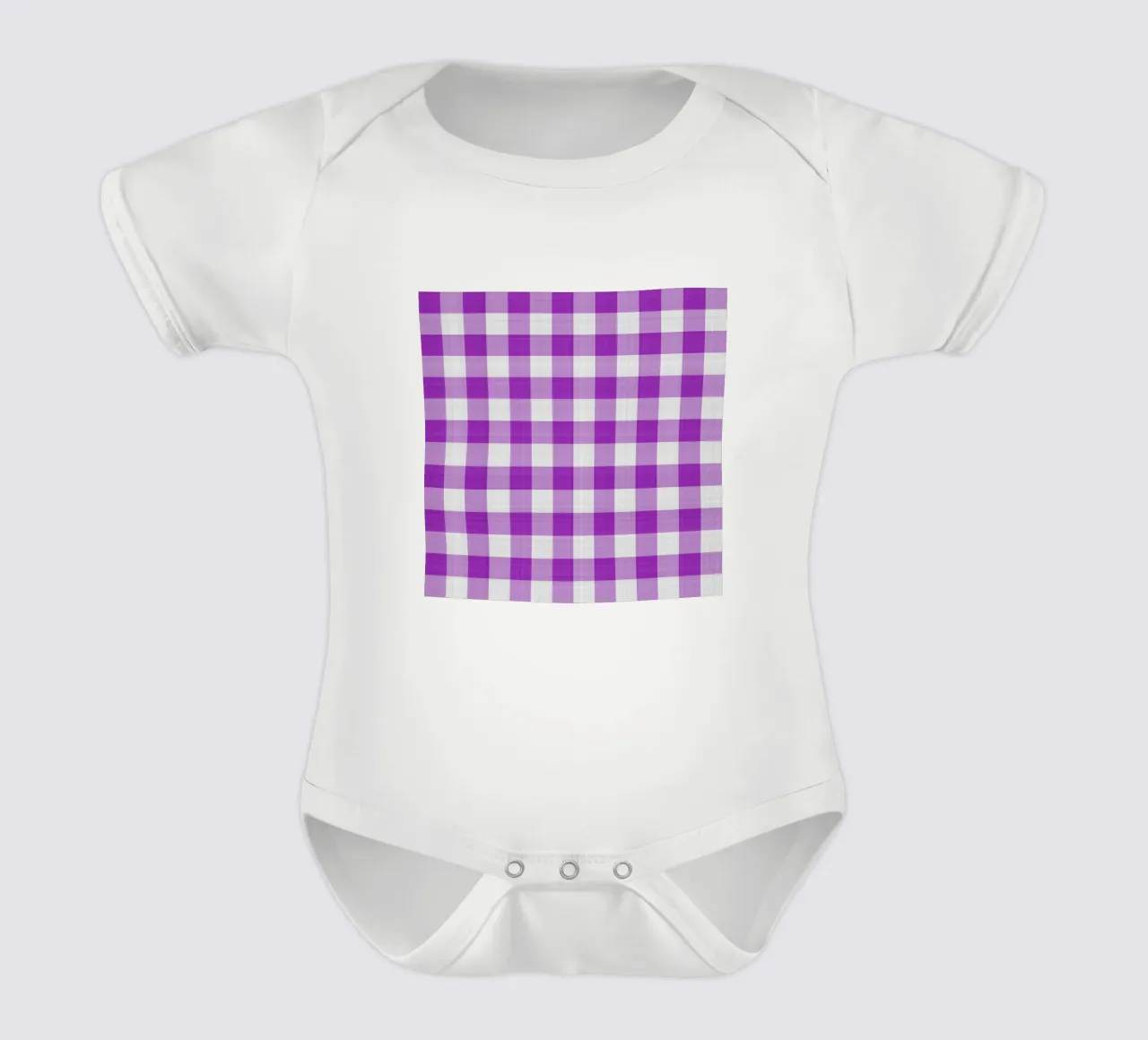 Gingham in lichtpaars Large babyrompertje korte mouwen van Happy Littles