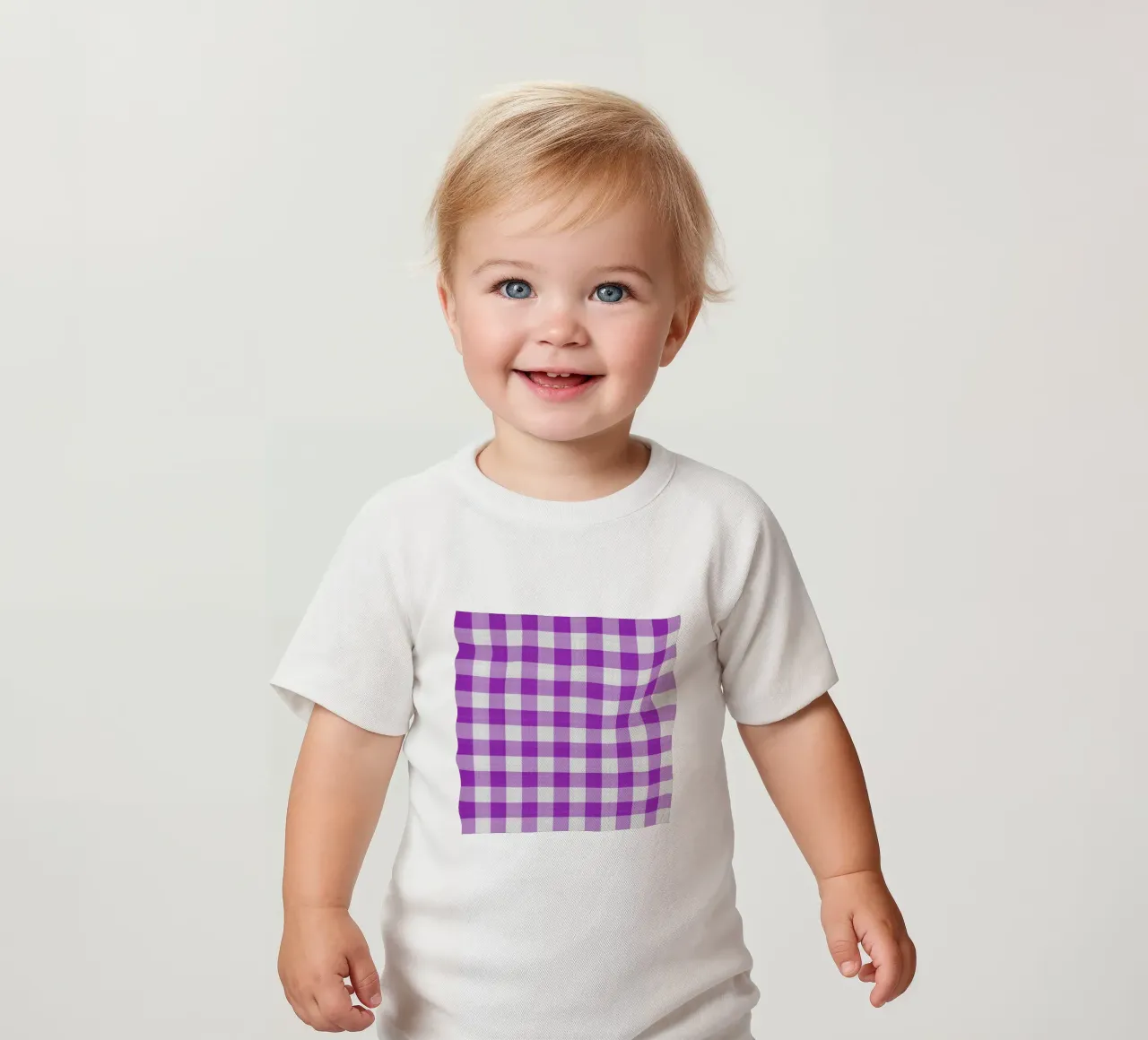 Gingham in viola chiaro grande maglietta neonato da Happy Littles