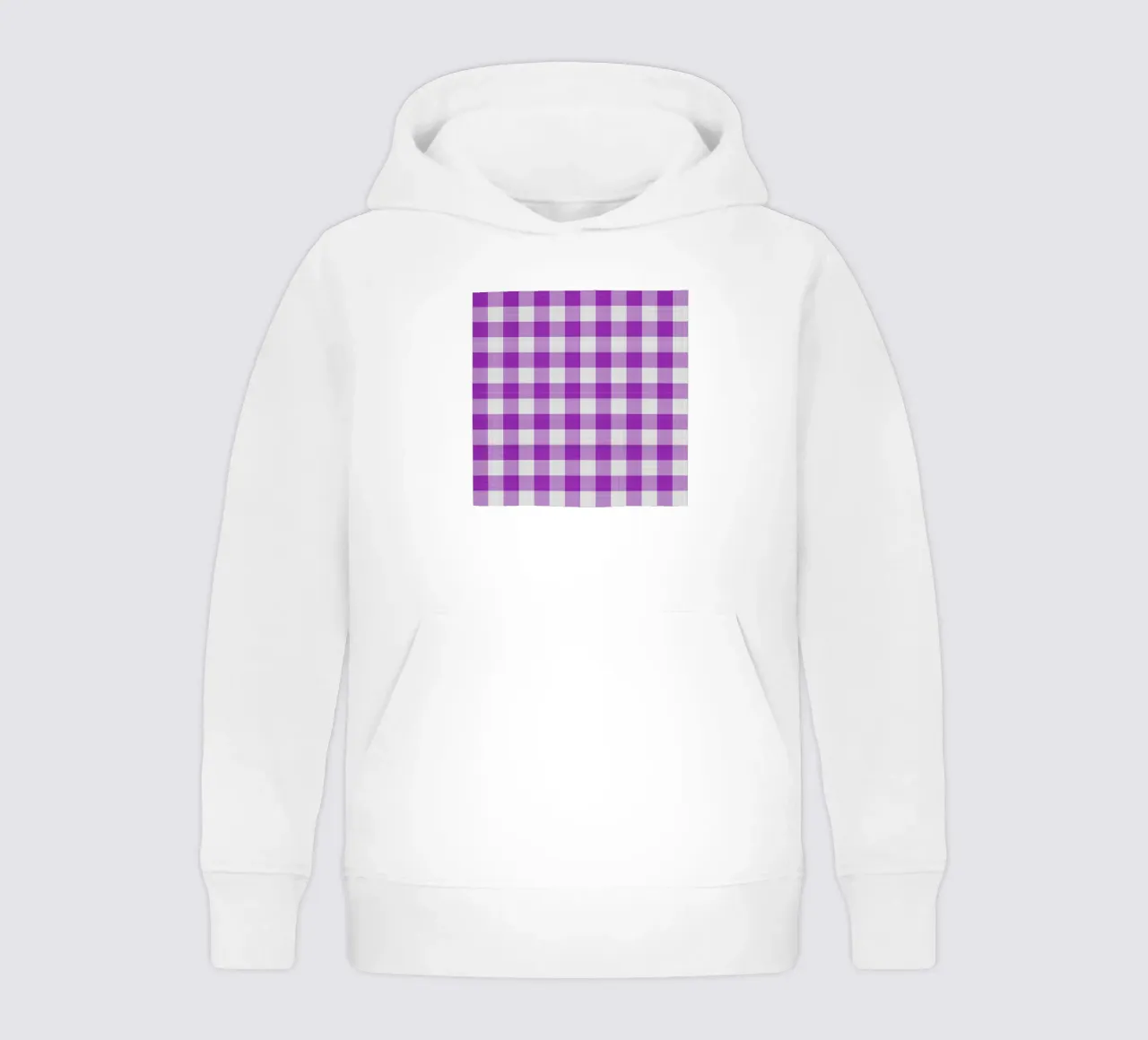 Gingham in viola chiaro grande felpa bambino con cappuccio da Happy Littles
