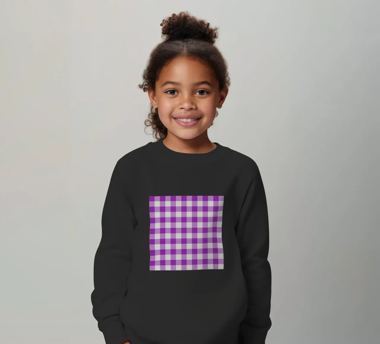 Gingham in viola chiaro grande felpa bambino da Happy Littles