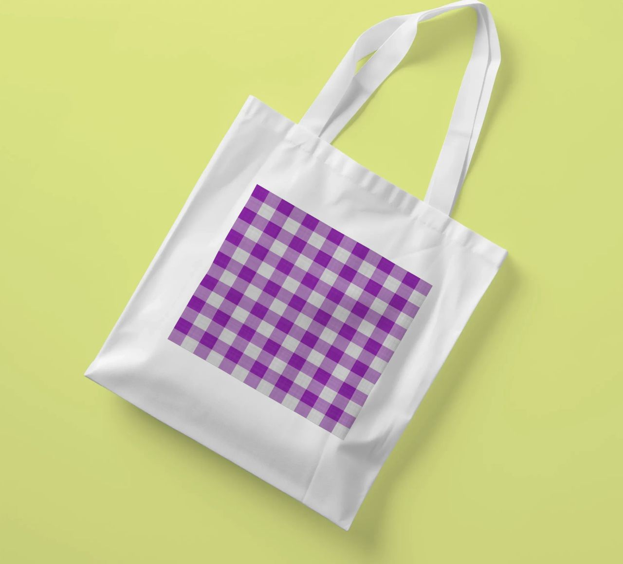 Gingham in viola chiaro grande borsa in juta da Happy Littles