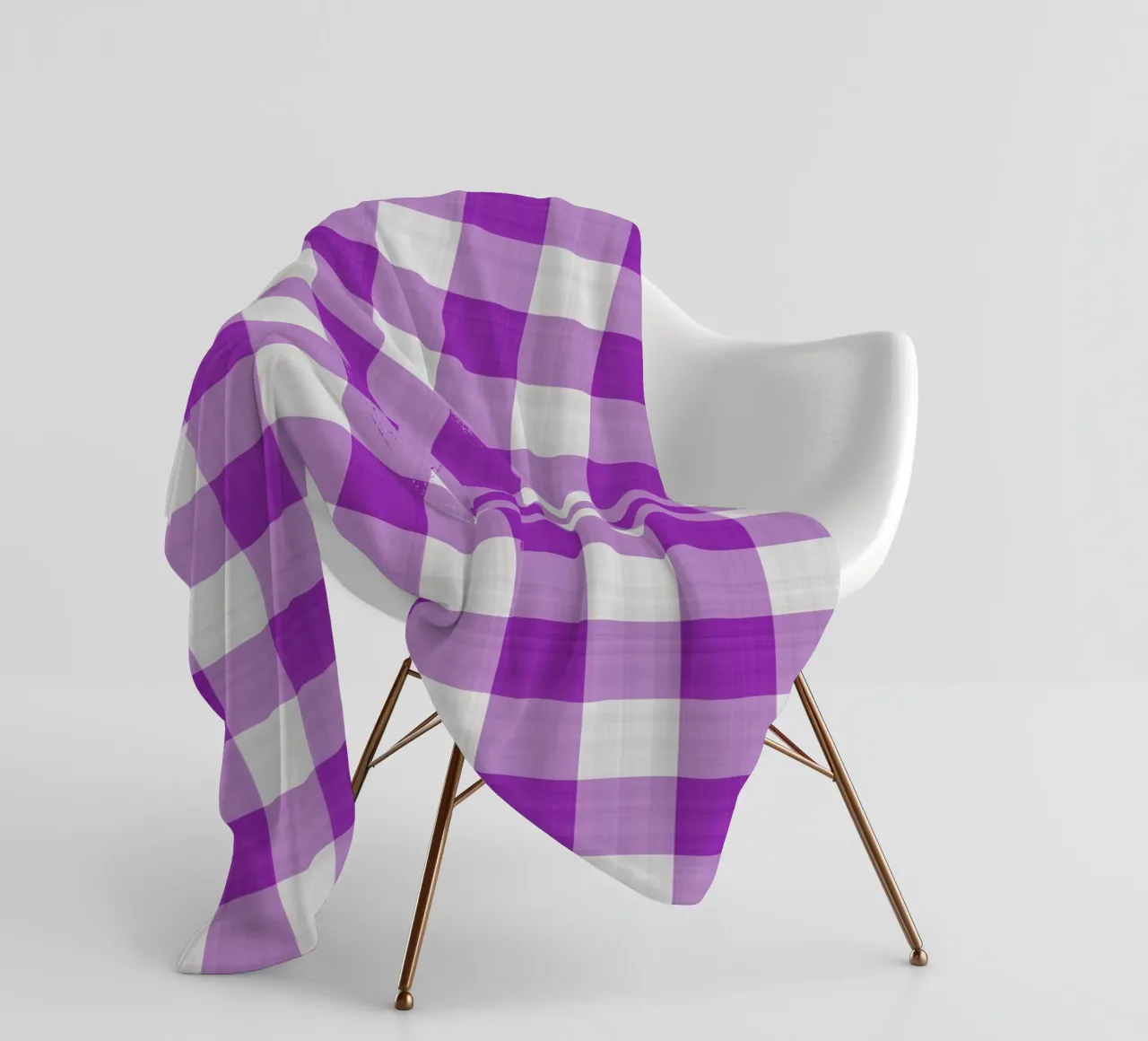 Gingham in viola chiaro grande coperta in pile da Happy Littles