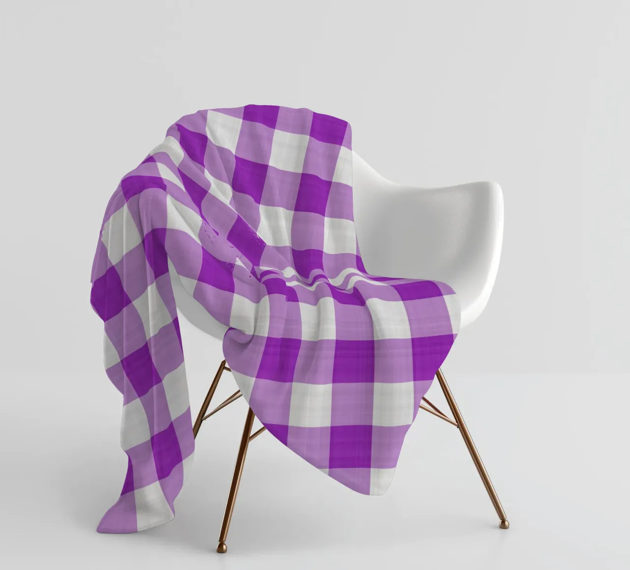 Gingham in viola chiaro grande coperta in pile da Happy Littles