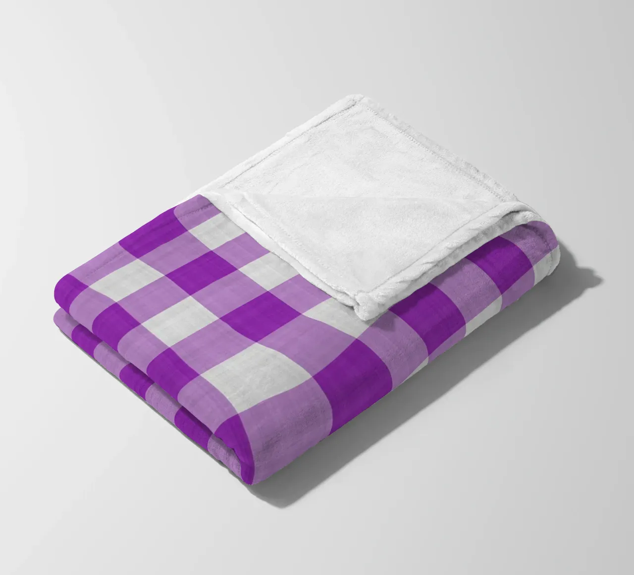 Gingham in viola chiaro grande coperta in pile da Happy Littles