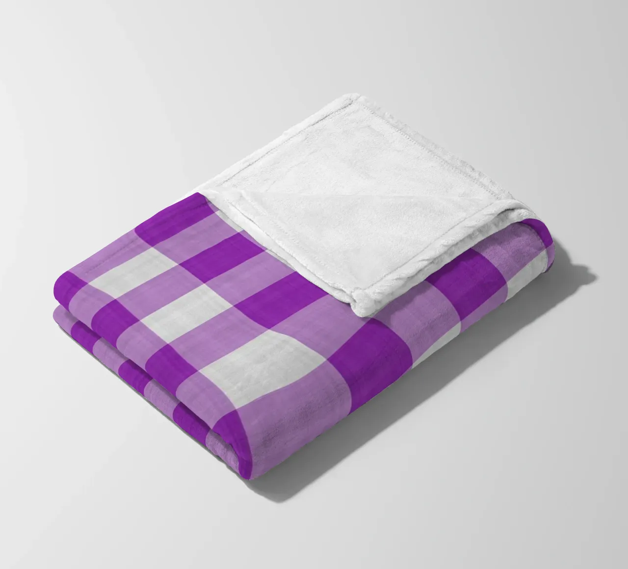 Gingham in viola chiaro grande coperta in pile da Happy Littles