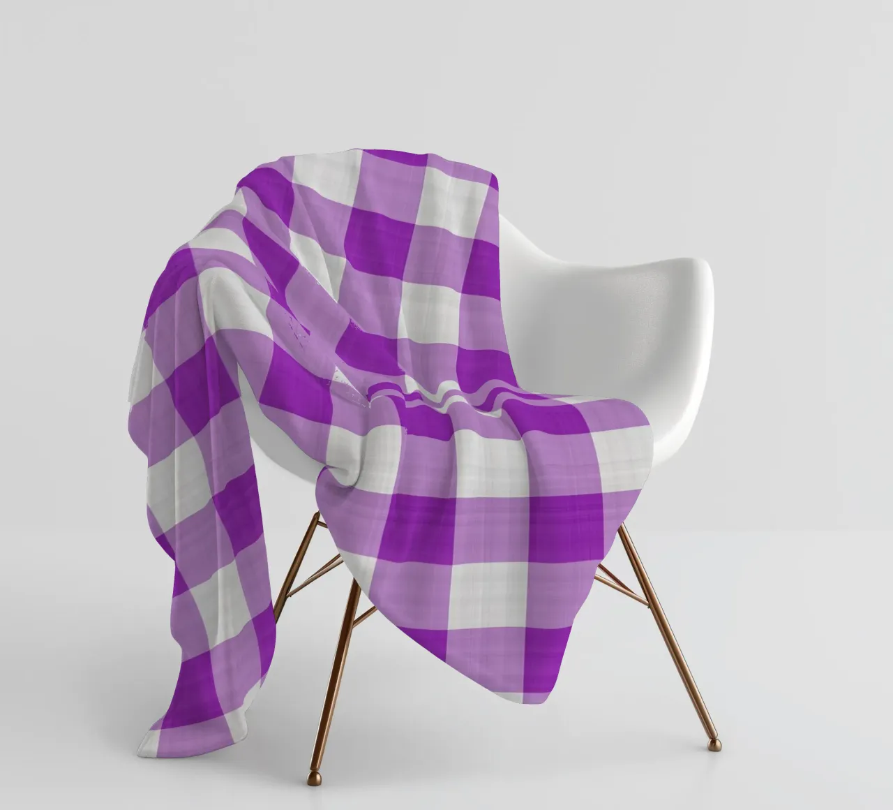 Gingham in viola chiaro grande coperta in pile da Happy Littles