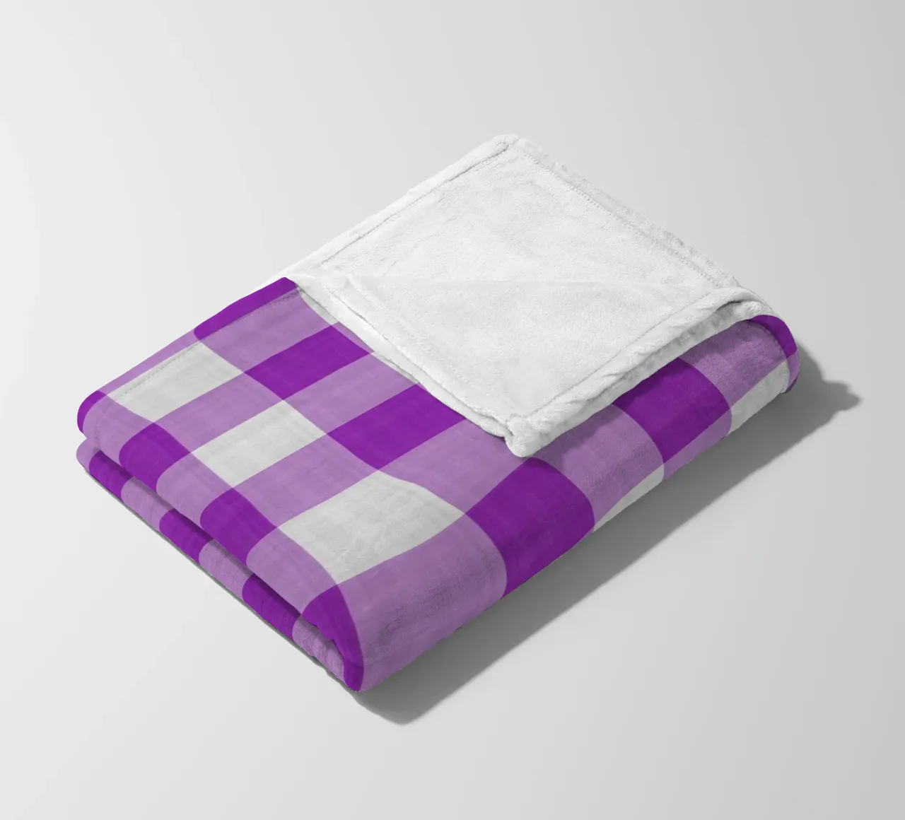 Gingham in viola chiaro grande coperta in pile da Happy Littles