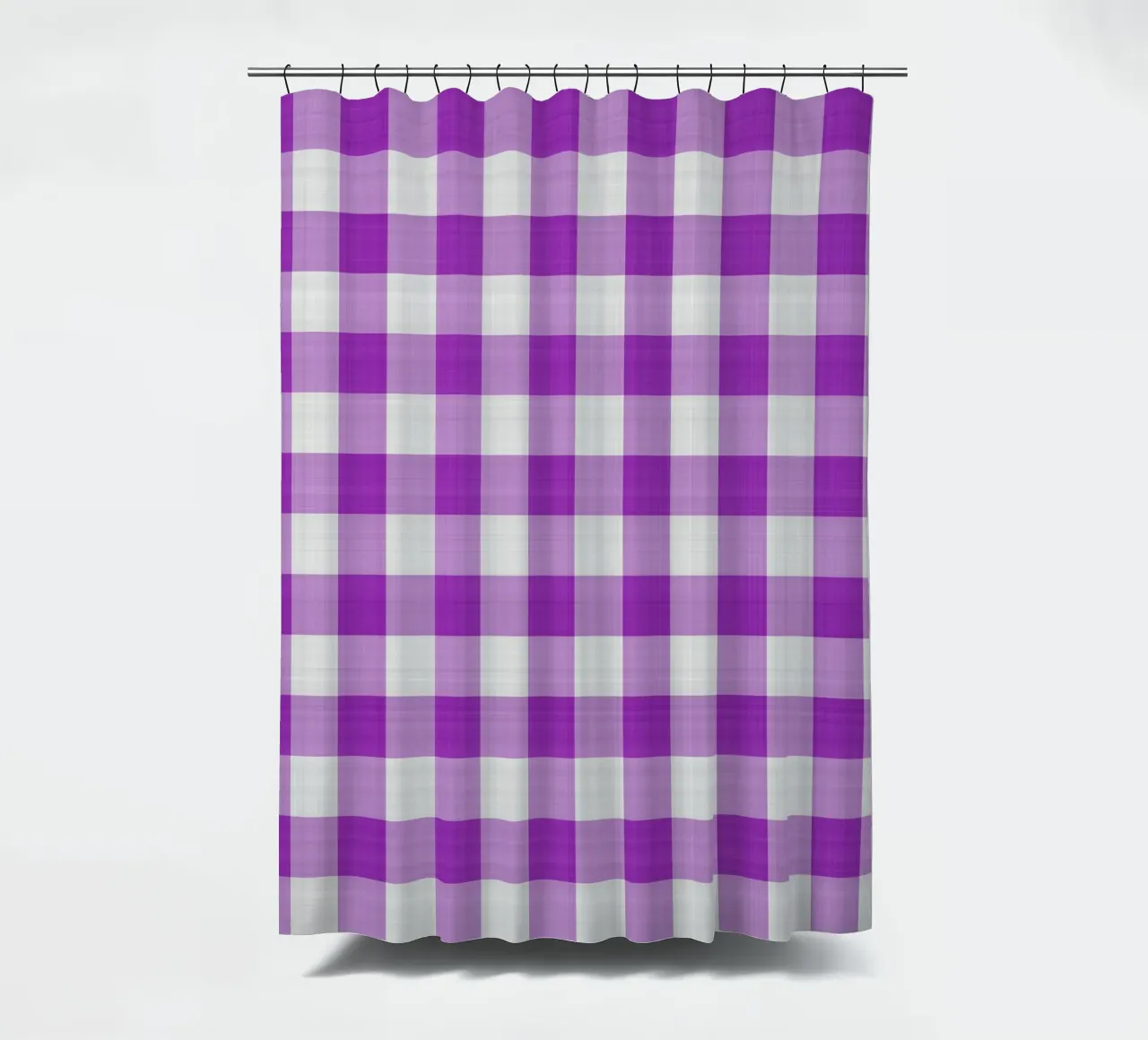 Gingham in lichtpaars Large douchegordijn van Happy Littles