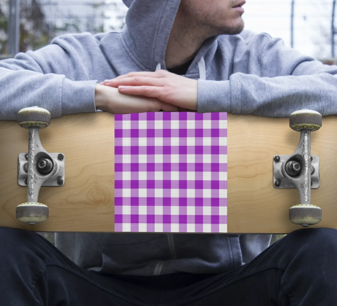 Gingham in viola chiaro grande adesivo da Happy Littles