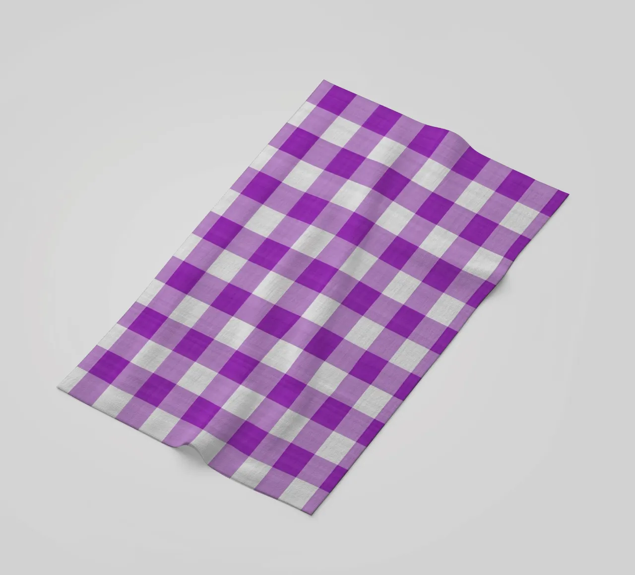 Gingham in lichtpaars Large strandhanddoek van Happy Littles