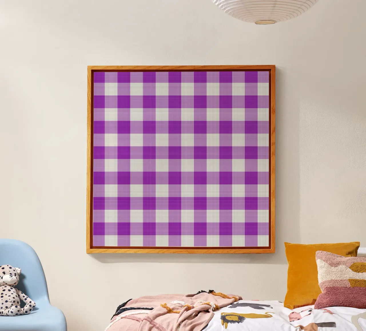 Gingham in viola chiaro grande plexiglass da Happy Littles