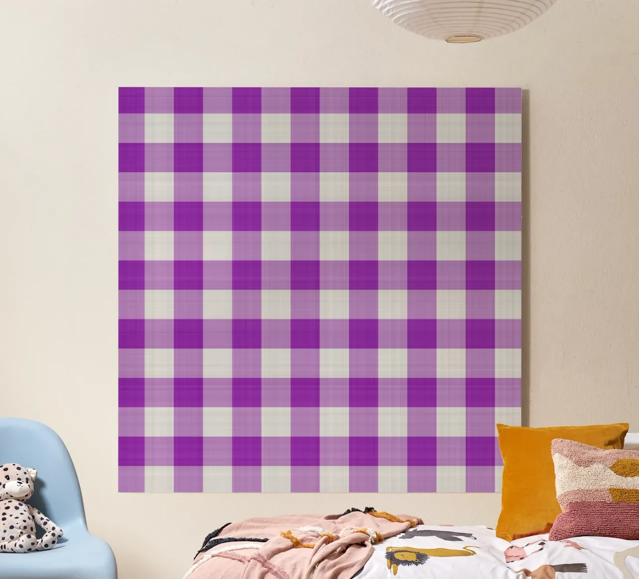 Gingham in viola chiaro grande plexiglass da Happy Littles