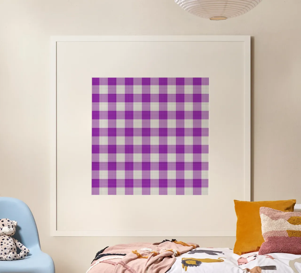 Gingham in viola chiaro grande carta hahnemühle da Happy Littles