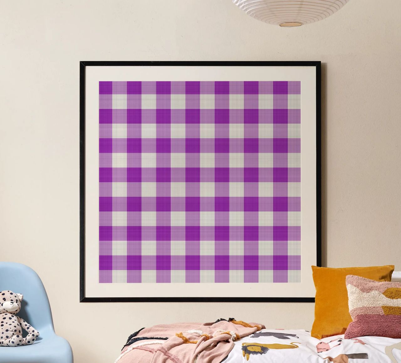 Gingham in viola chiaro grande carta hahnemühle da Happy Littles