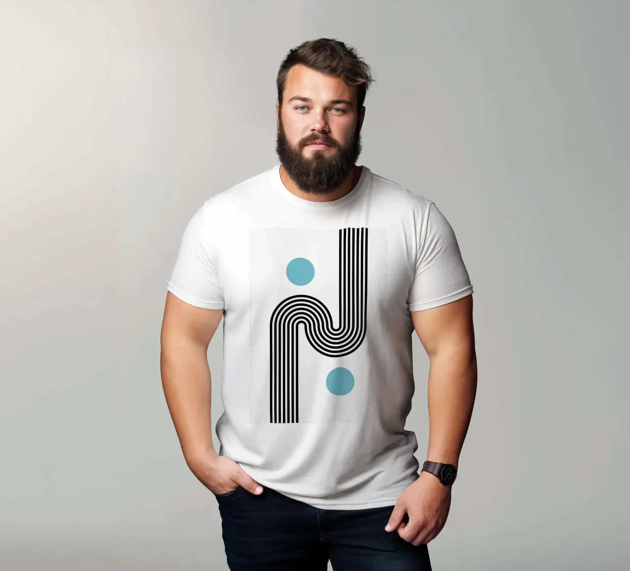 Curve astratte e cerchi - Modernamente minimalista in verde acqua e nero A t-shirt da NorwesClub