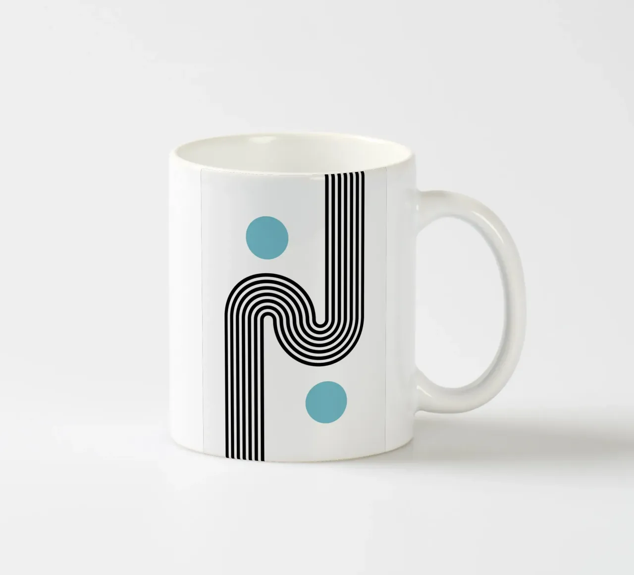 Curve astratte e cerchi - Modernamente minimalista in verde acqua e nero A tazza in ceramica da NorwesClub