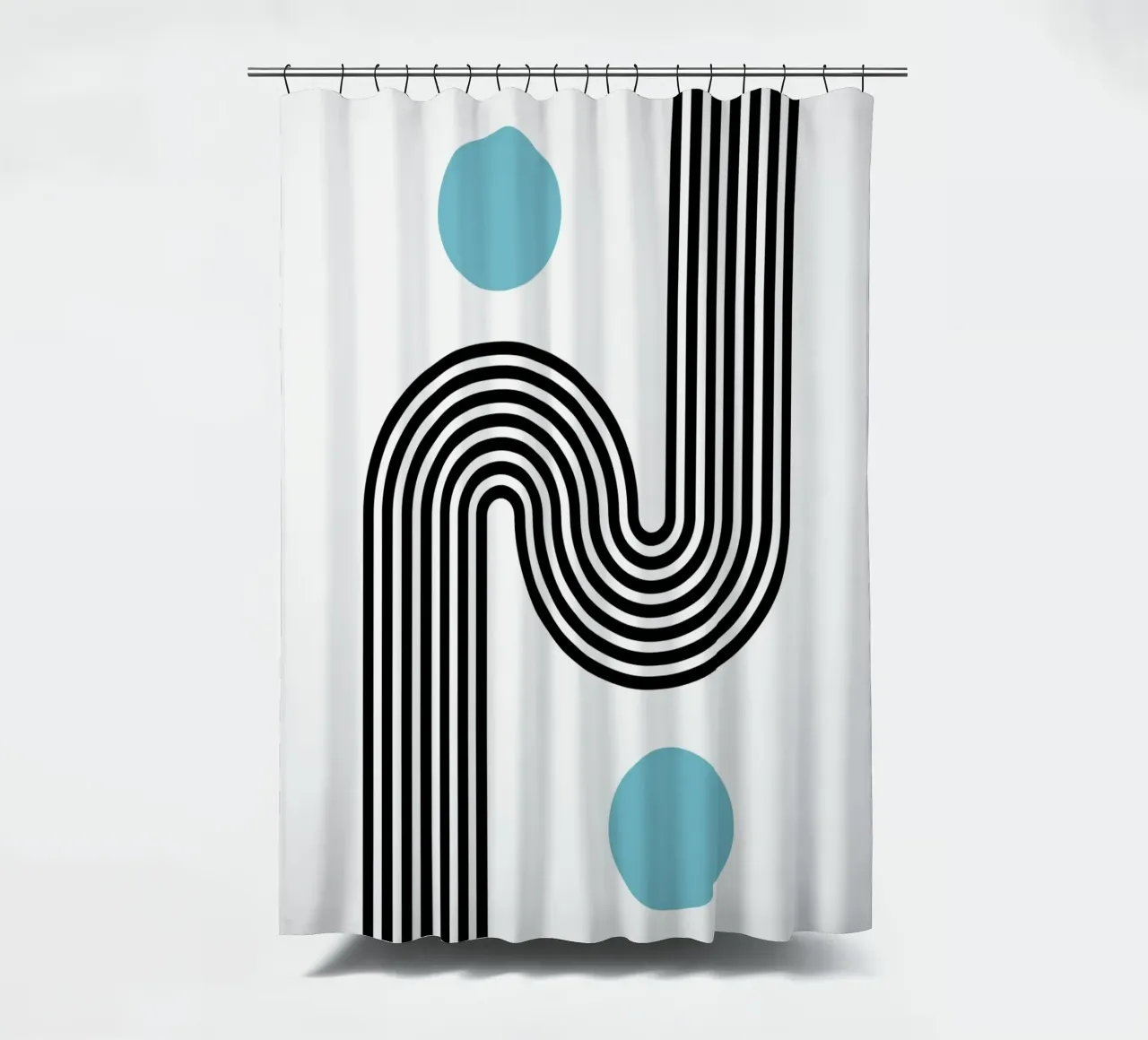Curve astratte e cerchi - Modernamente minimalista in verde acqua e nero A tenda da doccia da NorwesClub