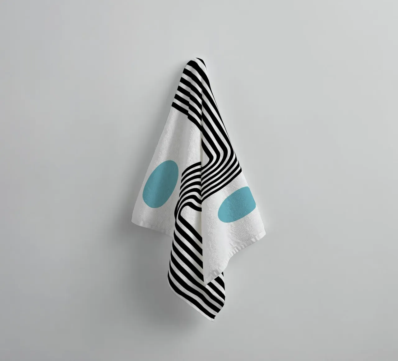 Curve astratte e cerchi - Modernamente minimalista in verde acqua e nero A asciugamano da bagno da NorwesClub
