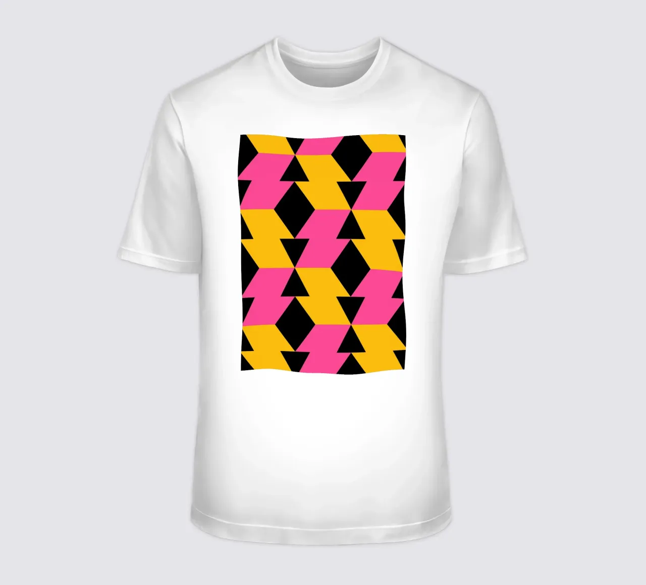 Op Art Zigzag Pattern - Imprimé géométrique rose, jaune et noir t-shirt de NorwesClub