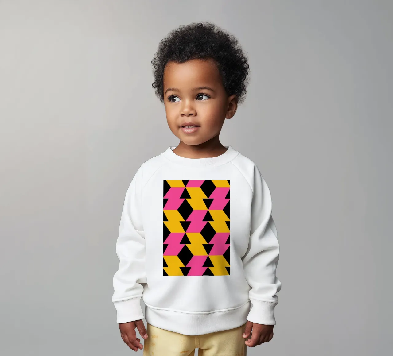 Op Art Zigzag Pattern - Estampado geométrico rosa, amarillo y negro sudadera de bebé de NorwesClub